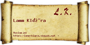 Lamm Klára névjegykártya