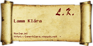 Lamm Klára névjegykártya